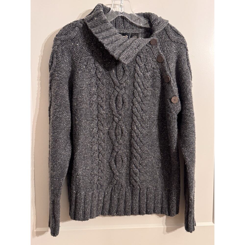 Guide Series Wool Blend Sweater Sz XL gray Cable Knit Fisherman Winter Warm